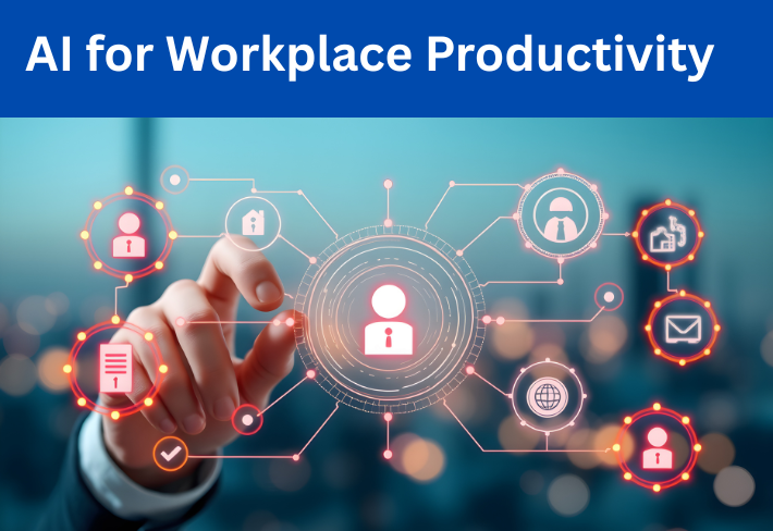 Artificial intelligence tools and digital workflow automation concept representing AI for workplace productivity training